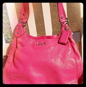 Hot Pink Coach Leather Hobo